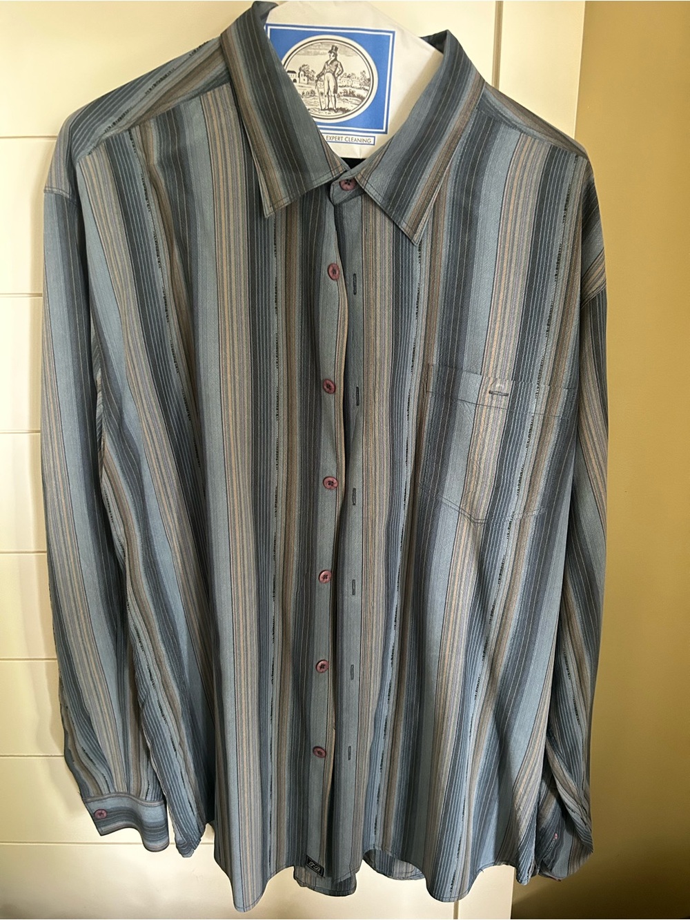 Tommy Bahama Blue and Gray Vertical Stripe Button-Down Shirt